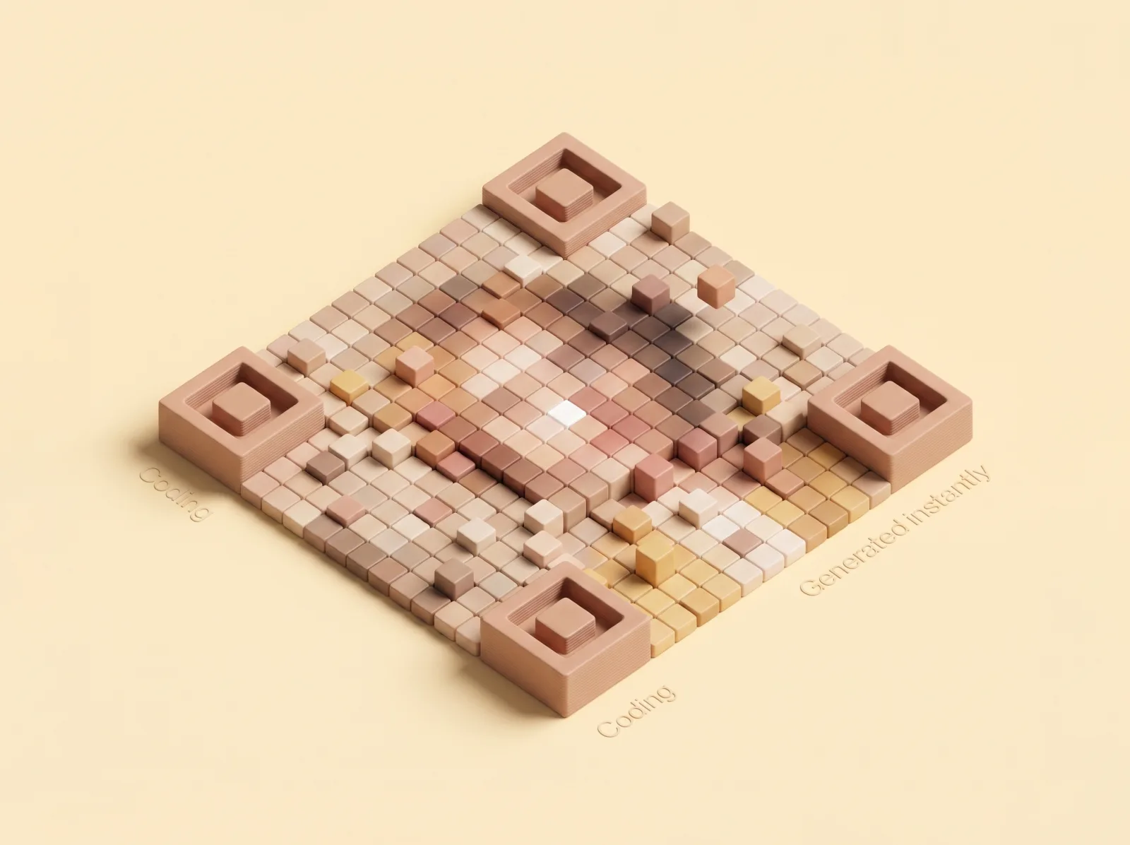 Illustration of a QR code made of blocks