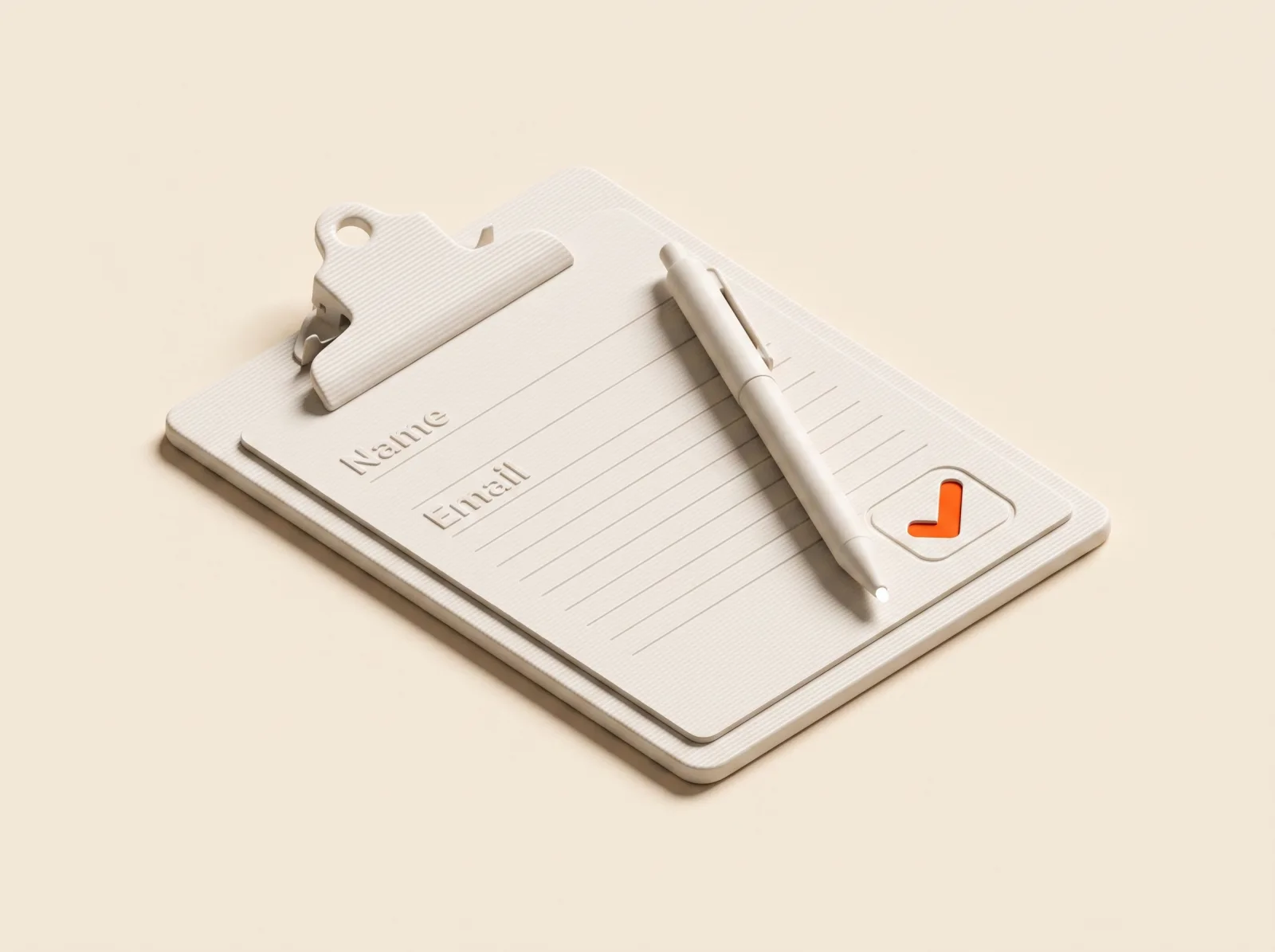 Illustration of a clipboard with name and email fields